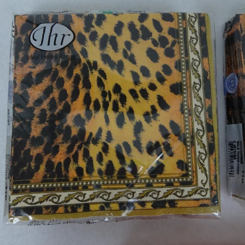 Paper Napkins Animal Print Orange 7 Packs Unopened Cocktail Decoupage Party